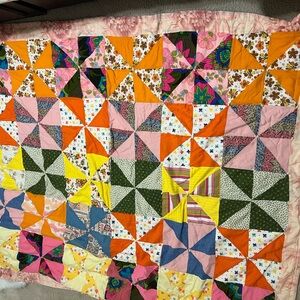 Colorful Patchwork Quilt 70x80 heavy and beautiful